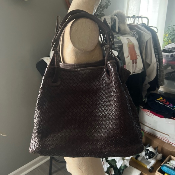 Valentina Handbags - Valentina Dark Brown Woven Shoulder Bag